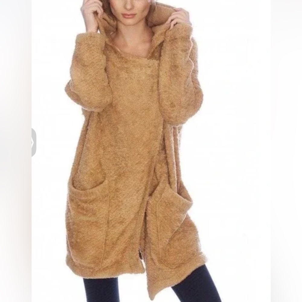 Free People Warm Wishes Hooded sweater jacket .EUC
